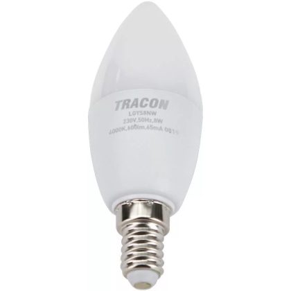   TRACON LGYS8NW Candlestick LED light source with SAMSUNG chip 230V, 50Hz, 8W, 4000K, E14,600lm, 180 °, C37, SAMSUNG chip, EEI = A +