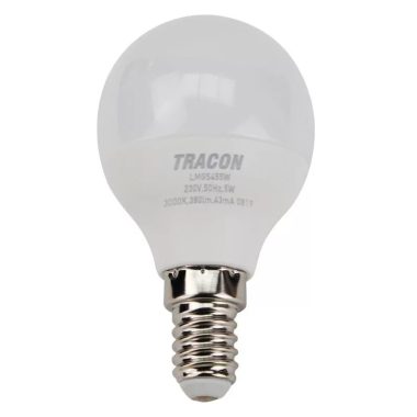 TRACON LMGS455NW Spherical LED light source with SAMSUNG chip 230V, 50Hz, 5W, 4000K, E14,400 lm, 180 °, G45, SAMSUNG chip, EEI = A +