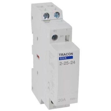 TRACON SHK2-25-24 Installációs kontaktor 24V AC, 50Hz, 1 Mod, 2×NO, AC1/AC7a, 25A