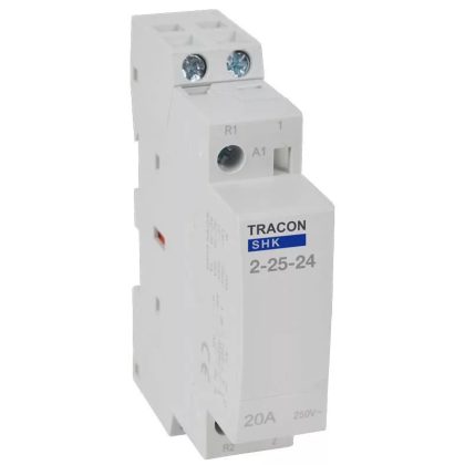   TRACON SHK2-25-24 Installációs kontaktor 24V AC, 50Hz, 1 Mod, 2×NO, AC1/AC7a, 25A