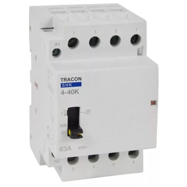 TRACON SHK4-40K Installációs kontaktor 230V AC, 50Hz, 3 Mod, 4×NO, AC1/AC7a, 40A