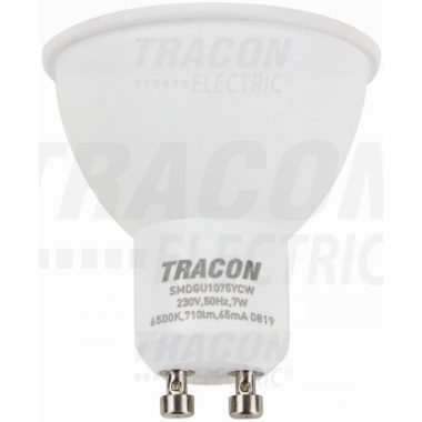 TRACON SMDGU1075YCW Plastic housing SMD LED spot light source 230 VAC, 50 Hz, GU10, 7 W, 710 lm, 6500 K, 120 °, EEI = A +