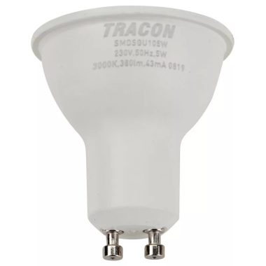 TRACON SMDSGU105W Bec Led cu carcasă de plastic LED SMD spot cu cip SAMSUNG 230V, 50Hz, GU10.5W, 380lm, 3000K, 120 °, cip SAMSUNG, EEI = A +