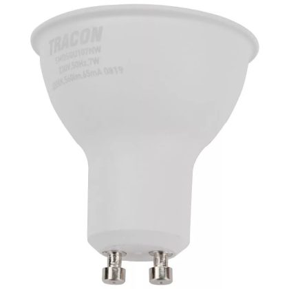  TRACON SMDSGU107NW Bec Led spot  cu carcasă de plastic LED SMD LED cu cip SAMSUNG 230V, 50Hz, GU10.7W, 560lm, 4000K, 120 °, cip SAMSUNG, EEI = A +