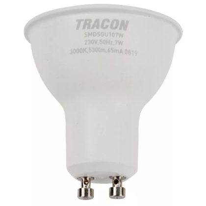   TRACON SMDSGU107W Plastic cover SMD LED spot light source with SAMSUNG chip 230V, 50Hz, GU10.7W, 530lm, 3000K, 120 °, SAMSUNG chip, EEI = A +