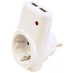   TRACON USBD Csatlakozóaljzat adapter 2 dbUSB porttal, fehér 85-265 VAC 50/60 Hz; USB: 5 VDC, max. 2,1 A