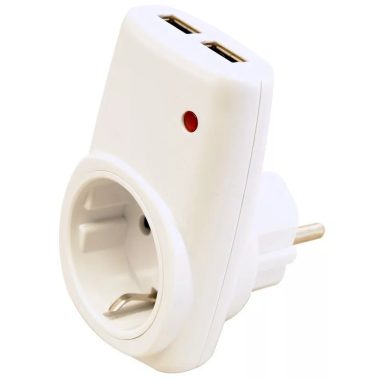 TRACON USBD Csatlakozóaljzat adapter 2 dbUSB porttal, fehér 85-265 VAC 50/60 Hz; USB: 5 VDC, max. 2,1 A