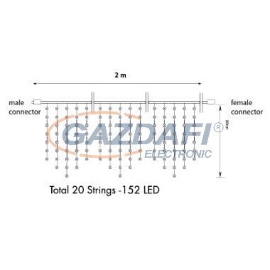 TRONIX 007-058 PS230 Jégcsap fényfüggöny, 2x0,8m, fehér vezetékkel, 3000K, WW