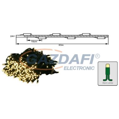 TRONIX 025-008 LED-es fényfüzér fák megvilágítására, zöld kábel, 63m, meleg fehér fény, IP44