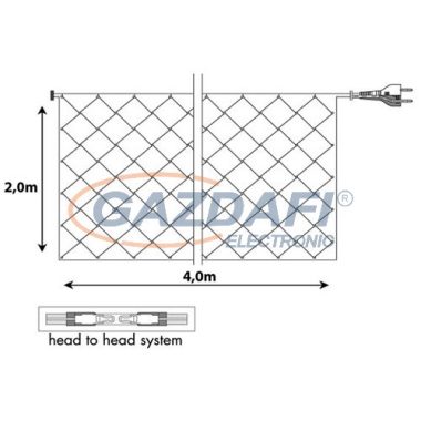 TRONIX 033-038 Fényfüzér, 230V, 400x200cm, 648 LED, WW LED, fekete vezeték