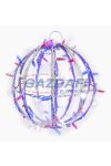 TRONIX 571-050 Kültéri 3D-dekor gömb, 35cm, fehér kábellel, piros, fehér & kék LED