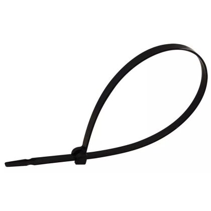   TRACON TU92 UV-álló fémnyelves kábelkötegelő, fekete 92×2,4mm, D=2-16mm, PA6.6, 100 db/csomag