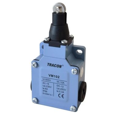 TRACON VM102 Helyzetkapcsoló, görgős fémházas 1×NO+1×NC, 6A/230V AC, IP65