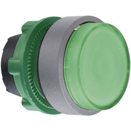   SCHNEIDER ZB5AH33C0 Harmony műanyag világító nyomógomb fej, Ø22, nyomó-nyomó, kiemelkedő, zöld, szürke perem