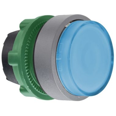 SCHNEIDER ZB5AW163C0 Harmony műanyag világító nyomógomb fej, Ø22, visszatérő, LED-es, kiemelkedő, kék, szürke perem