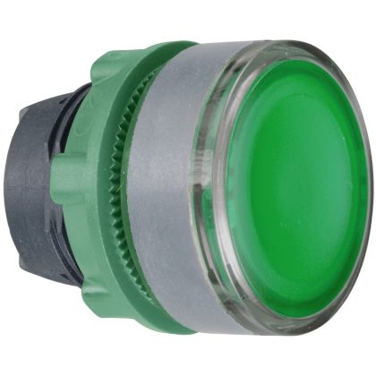   SCHNEIDER ZB5AW333C0 Harmony műanyag világító nyomógomb fej, Ø22, visszatérő, beépített LED-hez, zöld, szürke perem