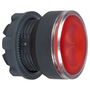 SCHNEIDER ZB5AW343S Harmony műanyag világító nyomógomb fej, Ø22, visszatérő, beépített LED-hez, hornyolt lencsével, piros