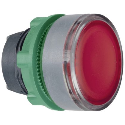  SCHNEIDER ZB5AW343SC0 Harmony műanyag világító nyomógomb fej, Ø22, visszatérő, beépített LED-hez, hornyolt lencsével, piros, szürke perem