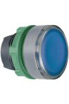 SCHNEIDER ZB5AW363SC0 Harmony műanyag világító nyomógomb fej, Ø22, visszatérő, beépített LED-hez, hornyolt lencsével, kék, szürke perem