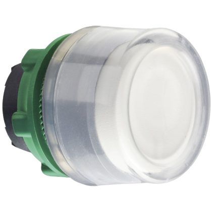   SCHNEIDER ZB5AW513C0 Harmony műanyag világító nyomógomb fej, Ø22, visszatérő, védősapkás, beépített LED-hez, fehér, szürke perem