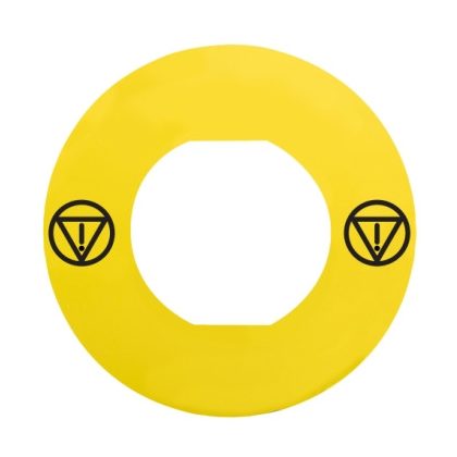   SCHNEIDER ZBY9140M Harmony sárga köralakú felirati tábla, Ø60, vészleállítóhoz, ZBZ16** védőgallérhoz, logóval, felirat nélkül